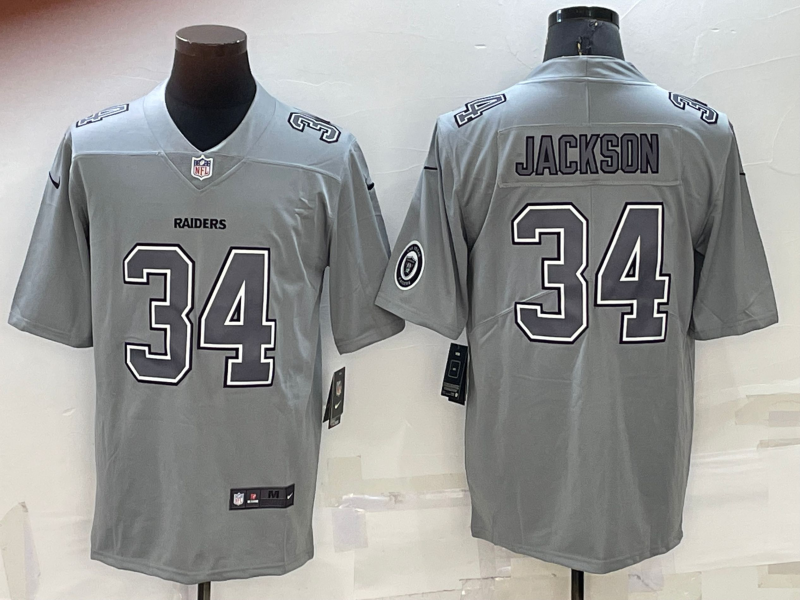 Men's Las Vegas Raiders Bo Jackson #34 Gray Atmosphere Jersey